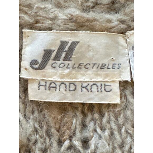 VTG Hand Knit J H Collections Sweater M Tan 1/2 Sleeves Wool Blend Classy Clean - Picture 8 of 14